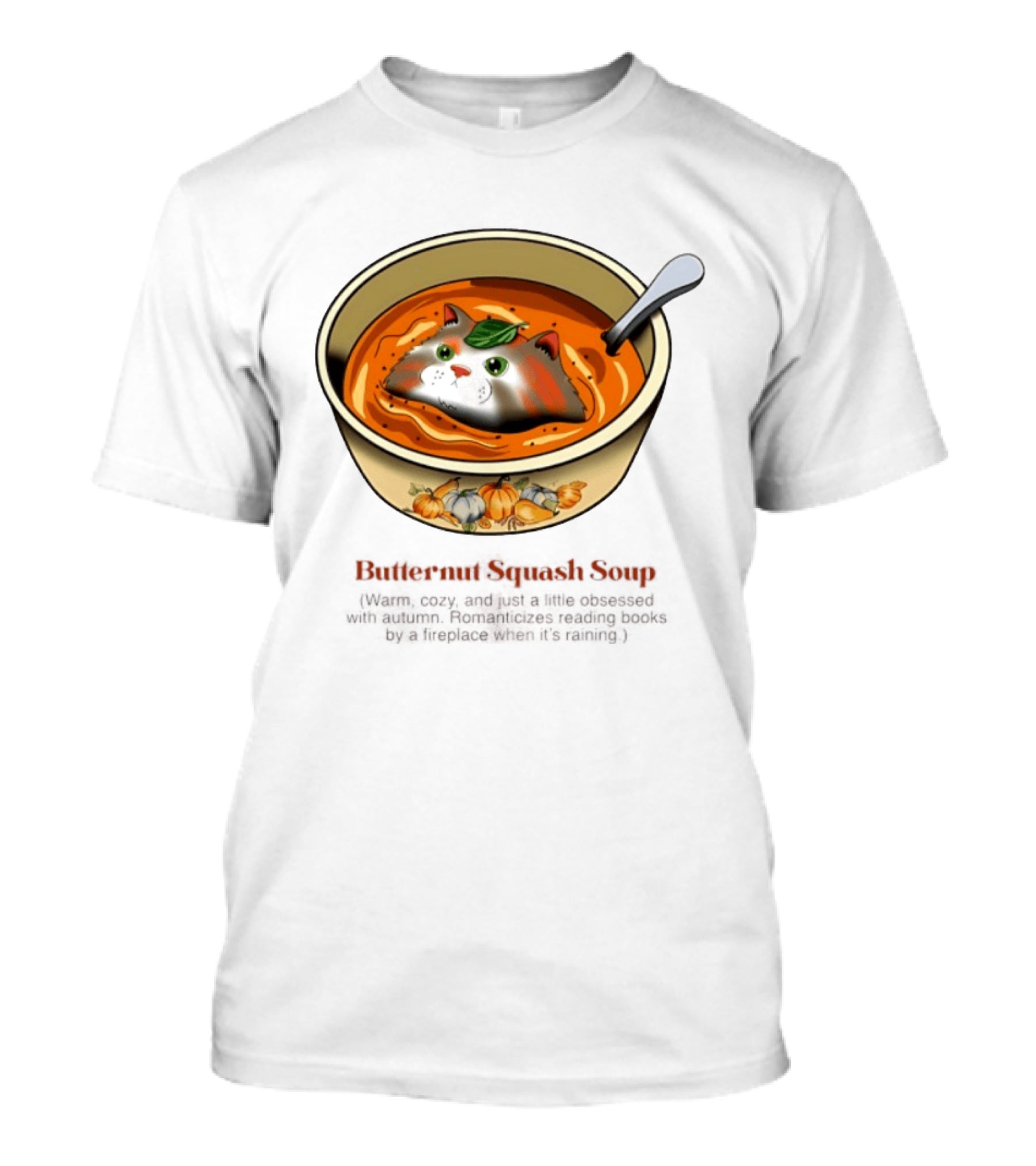 Butternut Squash Soup Cat Floating Whiskers Bowl T-Shirt