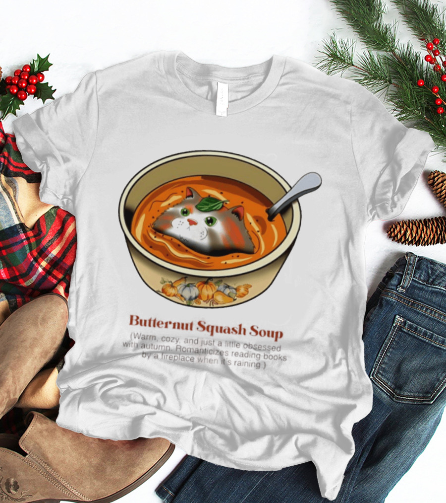 Butternut Squash Soup Cat Floating Whiskers Bowl T-Shirt