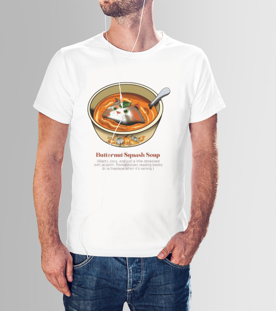 Butternut Squash Soup Cat Floating Whiskers Bowl T-Shirt