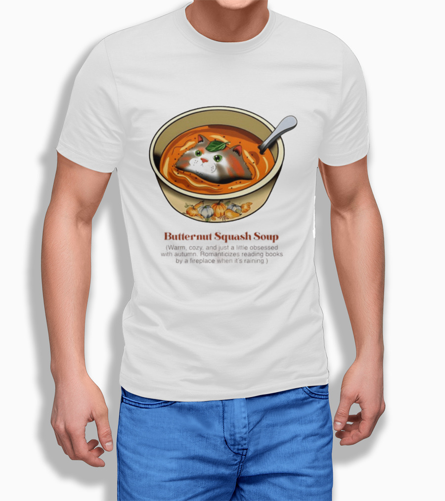 Butternut Squash Soup Cat Floating Whiskers Bowl T-Shirt