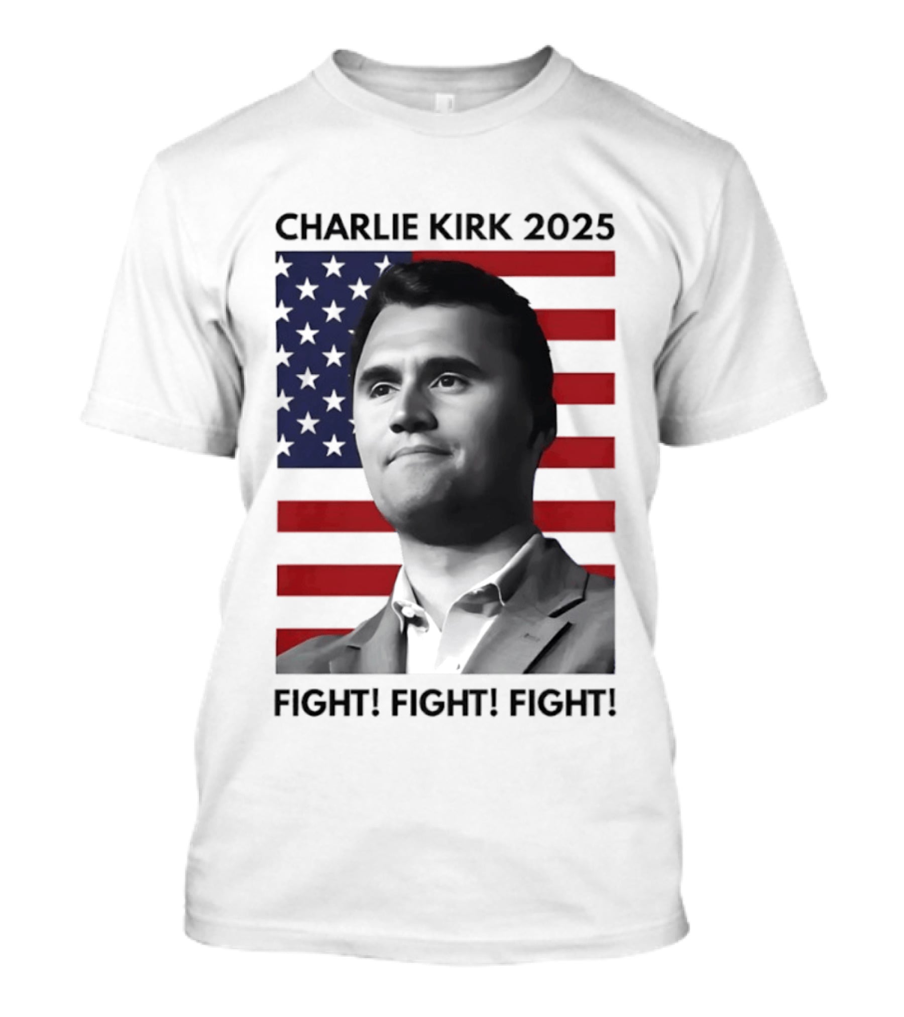 Charlie Kirk 2025 Fight Fight Fight American Flag T-Shirt