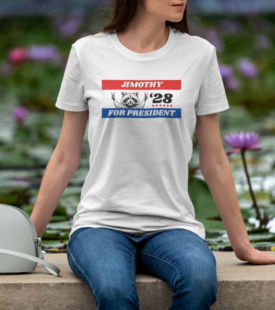 Jimothy Raccoon For President '28 Peace Victory Stars T-Shirt