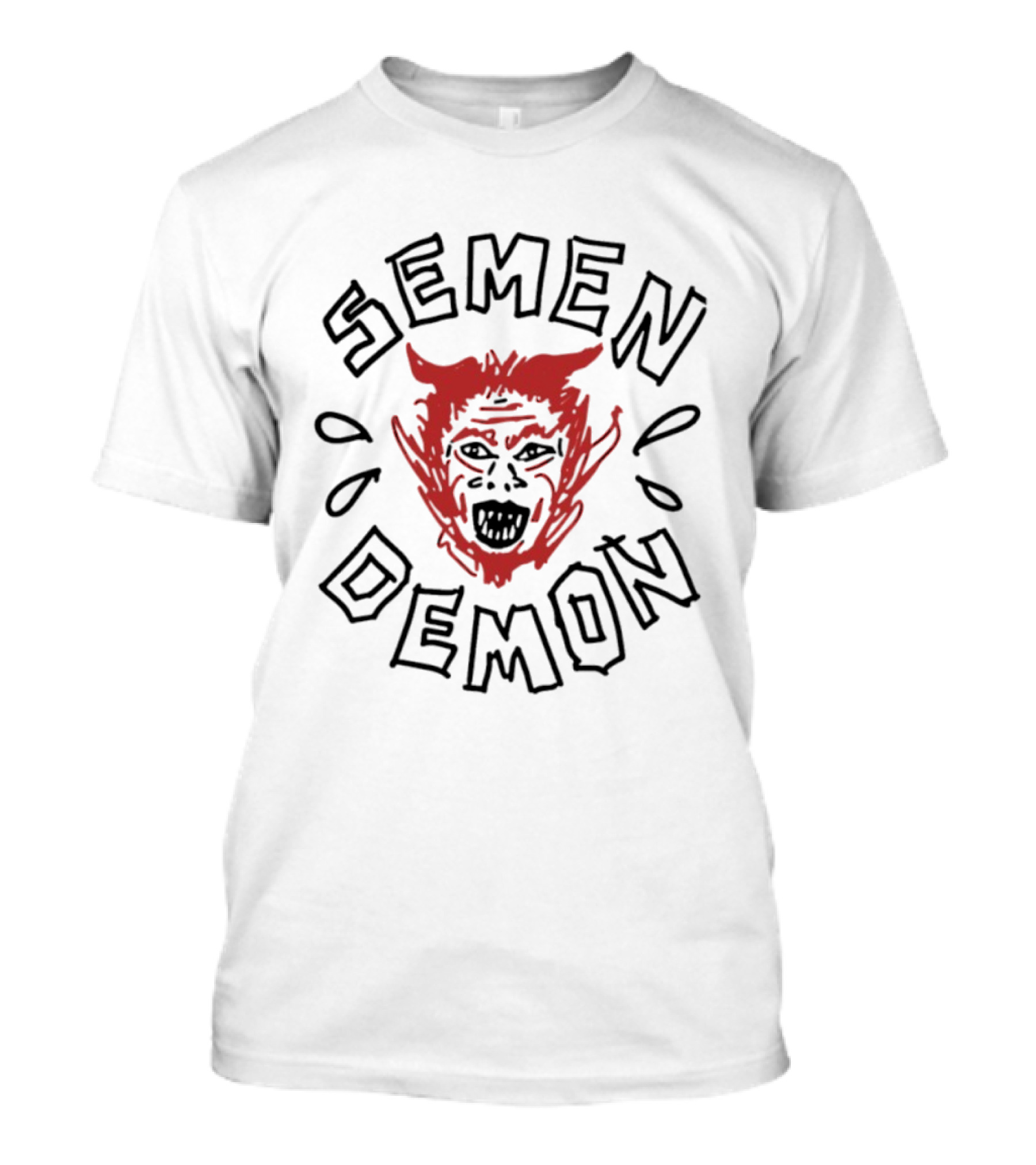 Semen Demon Devil Satanic Humor Red Demon Face T-Shirt