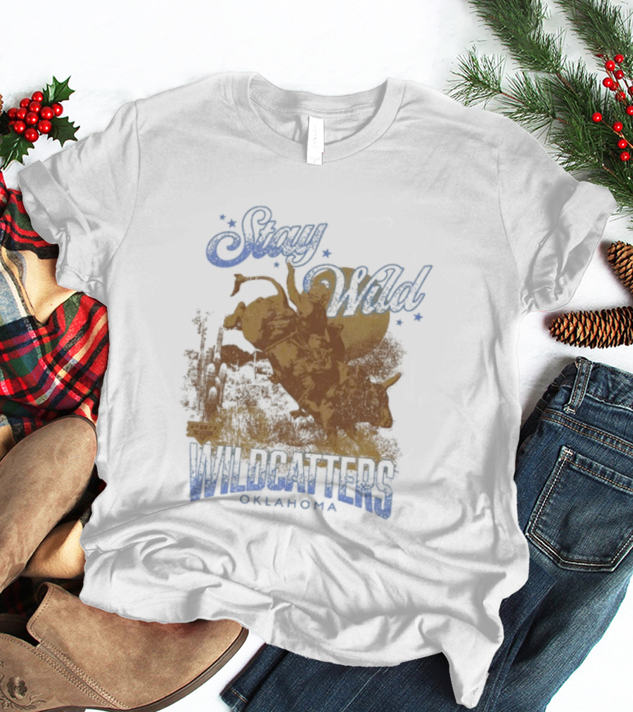 Stay Wild Oklahoma Wildcatters Vintage Oil Rig T-Shirt