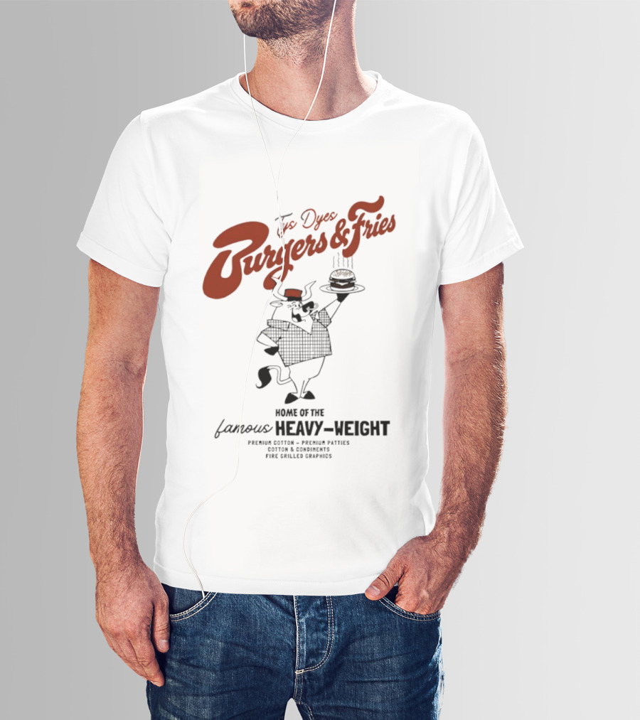 Tys Dyes Burgers And Fries Home Of The Famous Heavy Weight Premium Cotton Vintage Checkerboard Funk Grilled Goodness T-Shirt