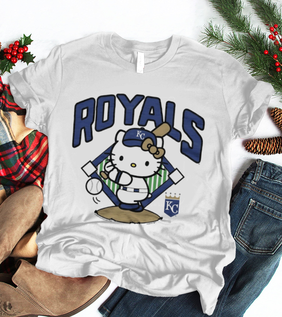 Hello Kitty Royals Baseball KC Batting Scene T-Shirt
