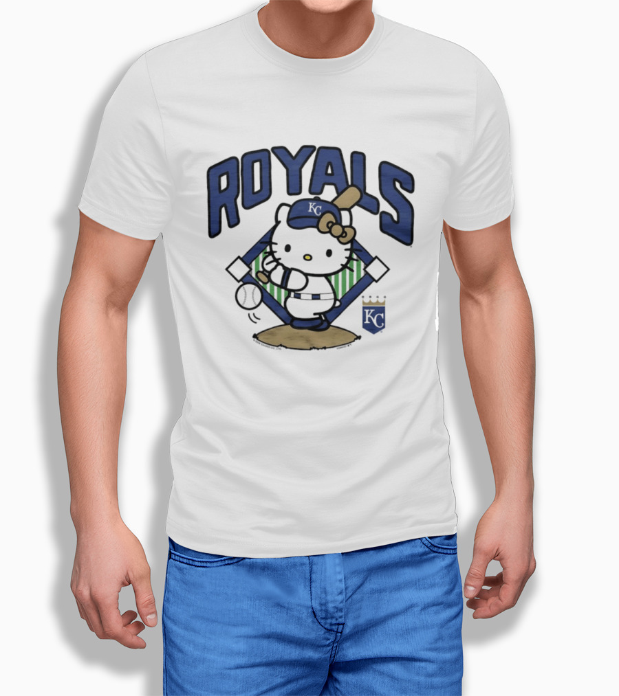 Hello Kitty Royals Baseball KC Batting Scene T-Shirt