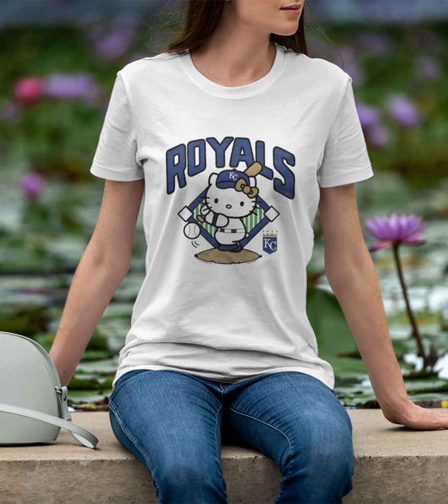 Hello Kitty Royals Baseball KC Batting Scene T-Shirt