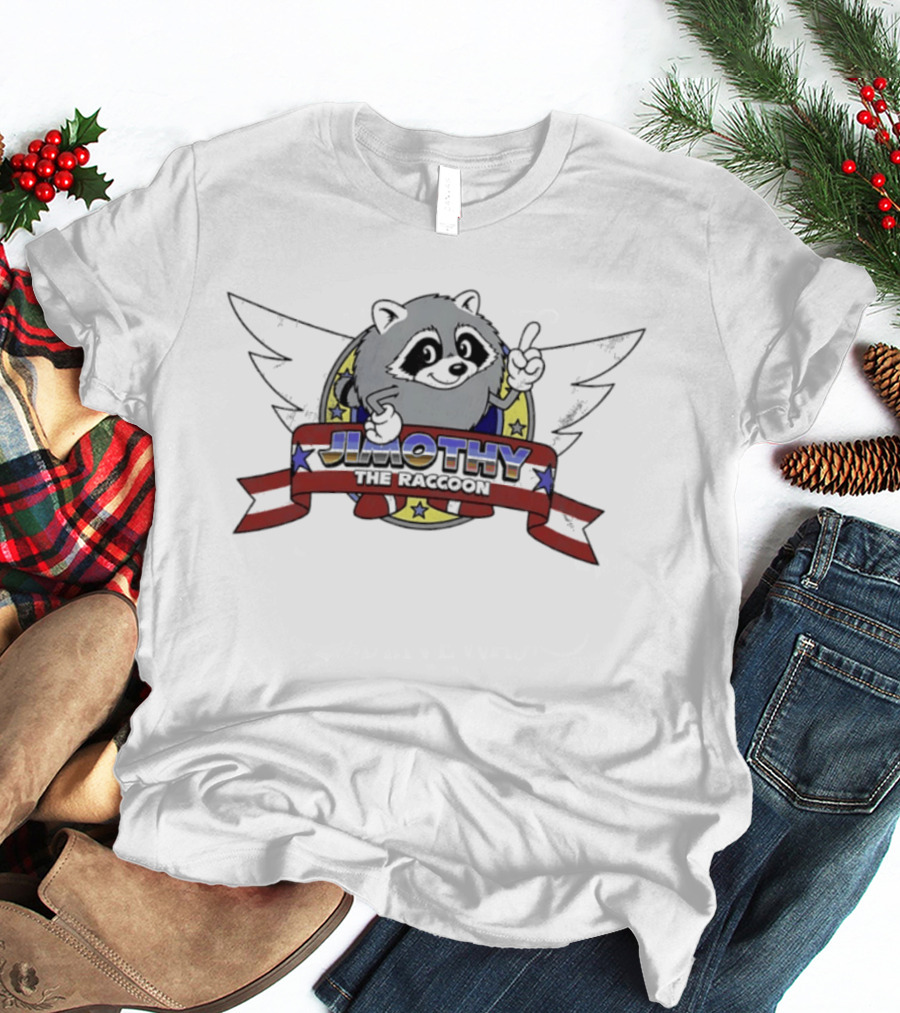 Jimothy The Raccoon Winged Star Banner Cartoon T-Shirt