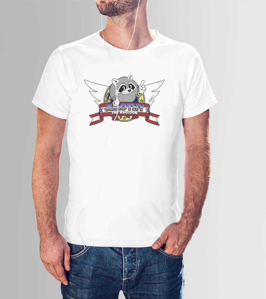 Jimothy The Raccoon Winged Star Banner Cartoon T-Shirt