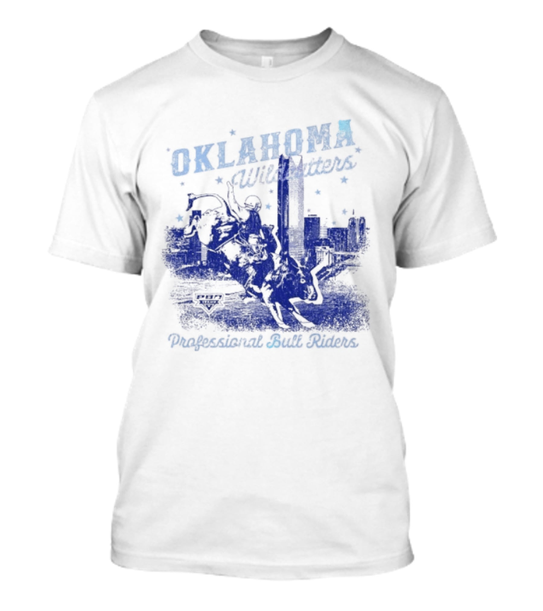 Oklahoma Wildcatters Professional Bull Riders Cowboy City Skyline T-Shirt