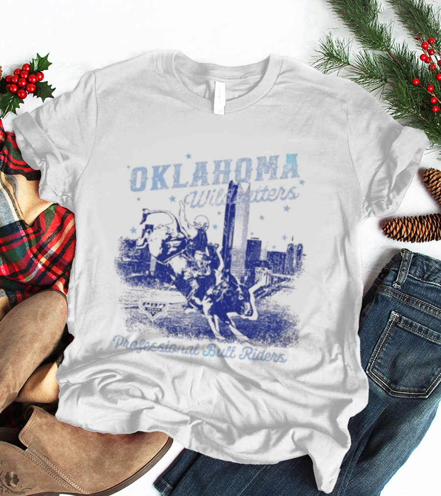 Oklahoma Wildcatters Professional Bull Riders Cowboy City Skyline T-Shirt