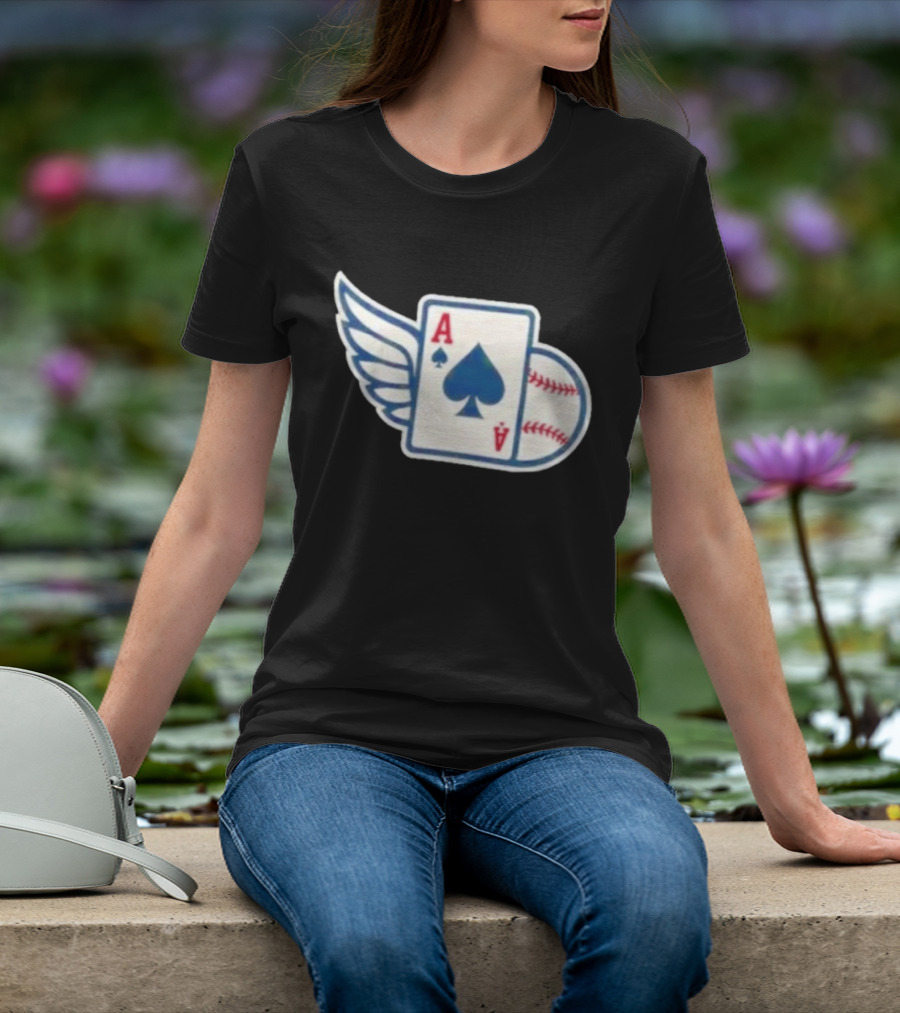 Ace Of Spades Baseball Winged Playing Card T-Shirt