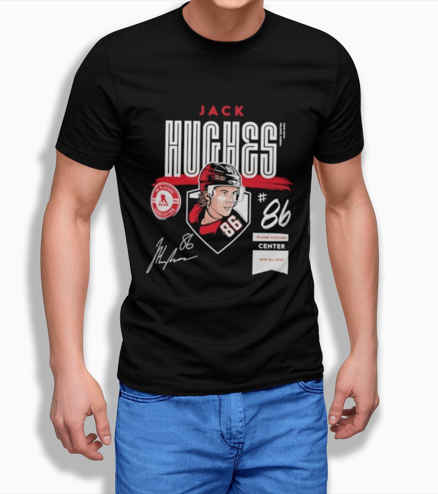 Jack Hughes 86 New Jersey Devils NHL Players Association Center 2026 All Star T-Shirt