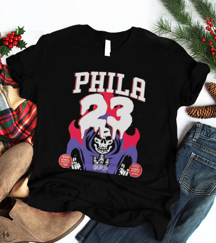 PHILA 23 Skeleton Grim Reaper Spooky Philly Worst Eternal T-Shirt