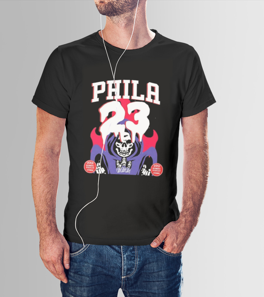 PHILA 23 Skeleton Grim Reaper Spooky Philly Worst Eternal T-Shirt