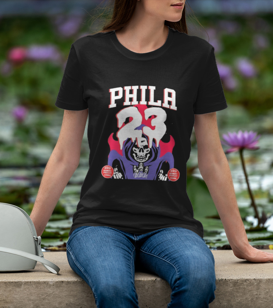 PHILA 23 Skeleton Grim Reaper Spooky Philly Worst Eternal T-Shirt
