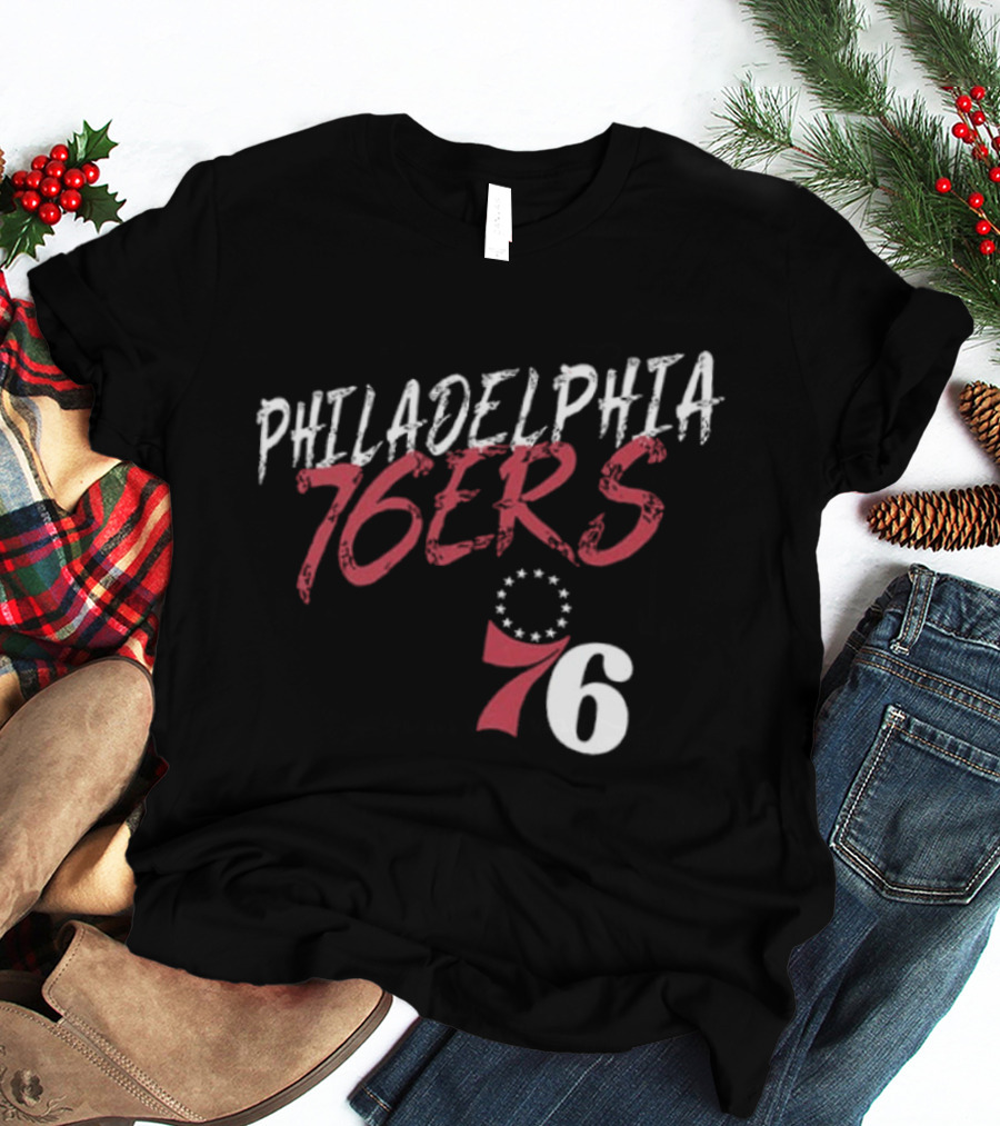 LeBron James Philadelphia 76ers Royal Hustle Name & Number 2 Sided Philadelphia 76ers 76 T-Shirt