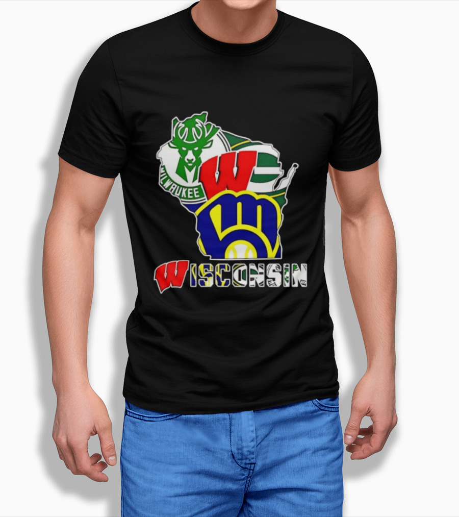 Milwaukee Bucks Green Bay Packers Milwaukee Brewers Collage Wisconsin T-Shirt