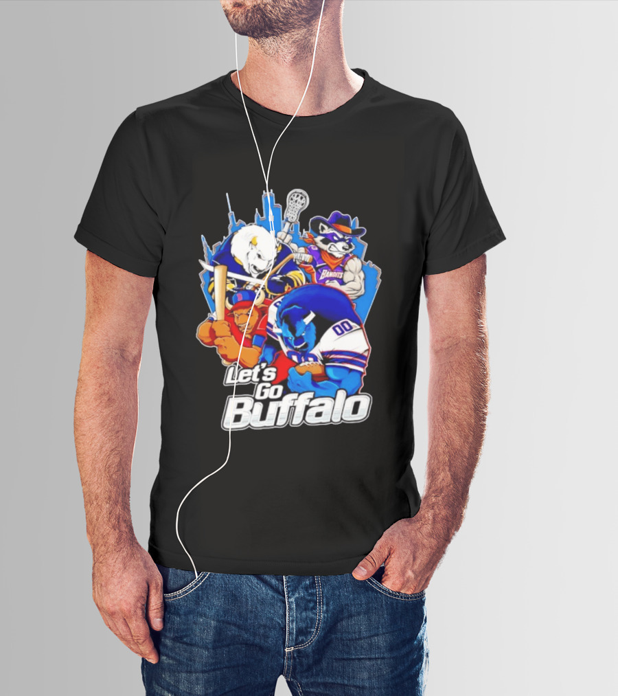 Let's Go Buffalo Bandits Sabres Bills Characters Sports Mascots T-Shirt