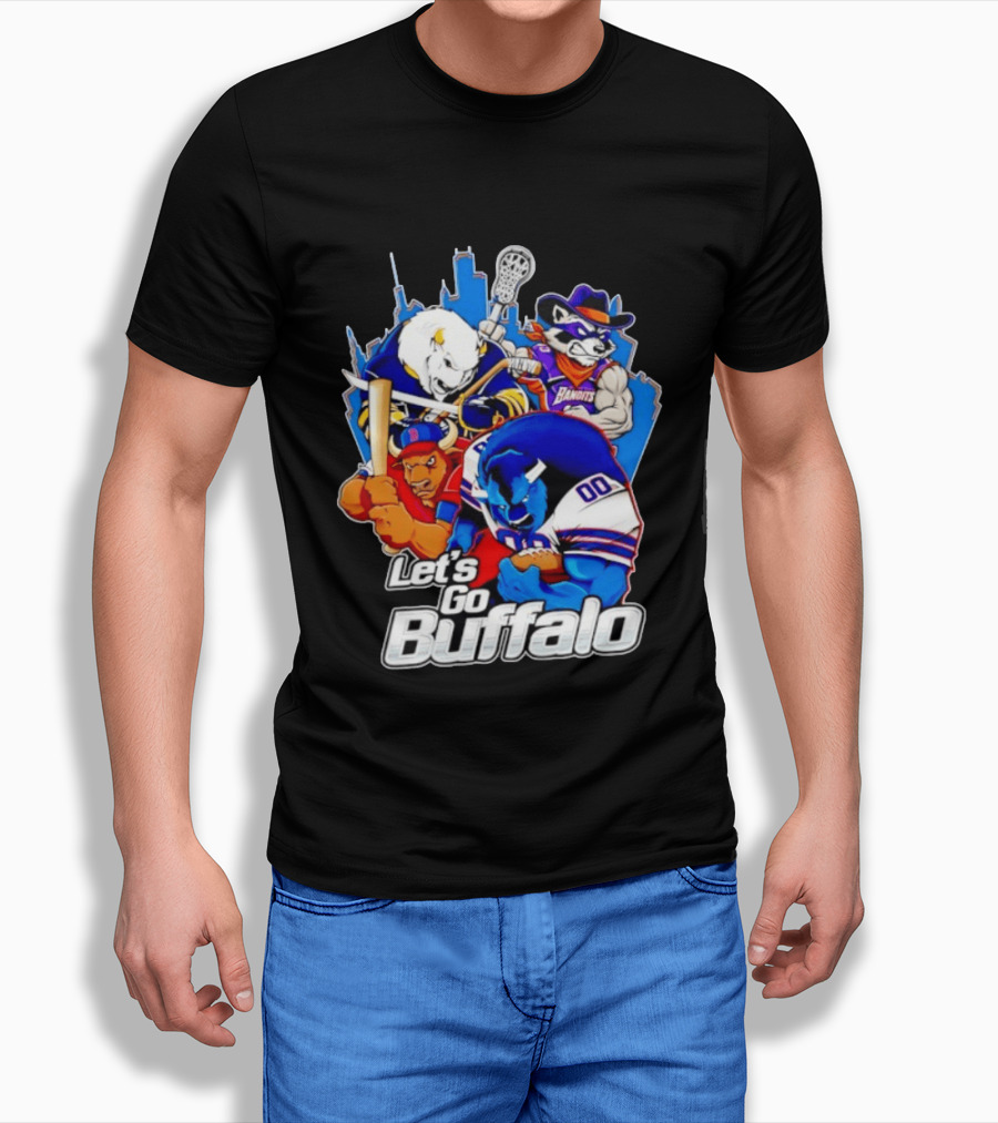 Let's Go Buffalo Bandits Sabres Bills Characters Sports Mascots T-Shirt