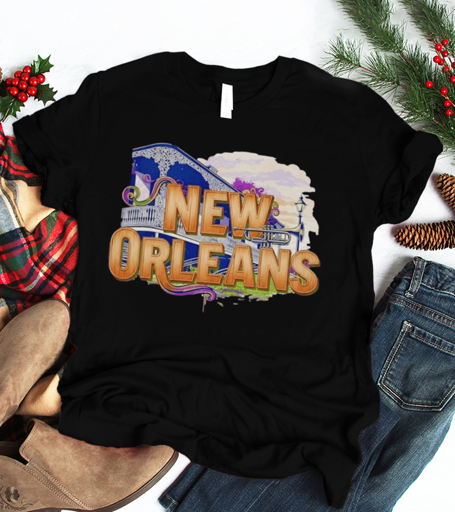 New Orleans Jazz Musical Vibes Trombone Balcony T-Shirt