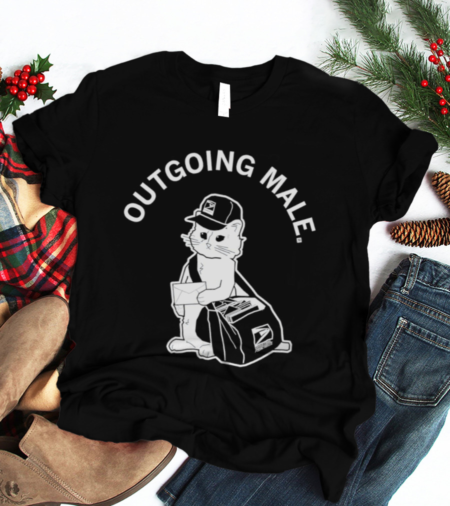 Outgoing Male Cat USPS Mailbag And Cap T-Shirt