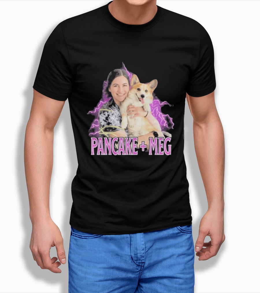 Pancake + Meg Electric Purple Corgi Hug T-Shirt