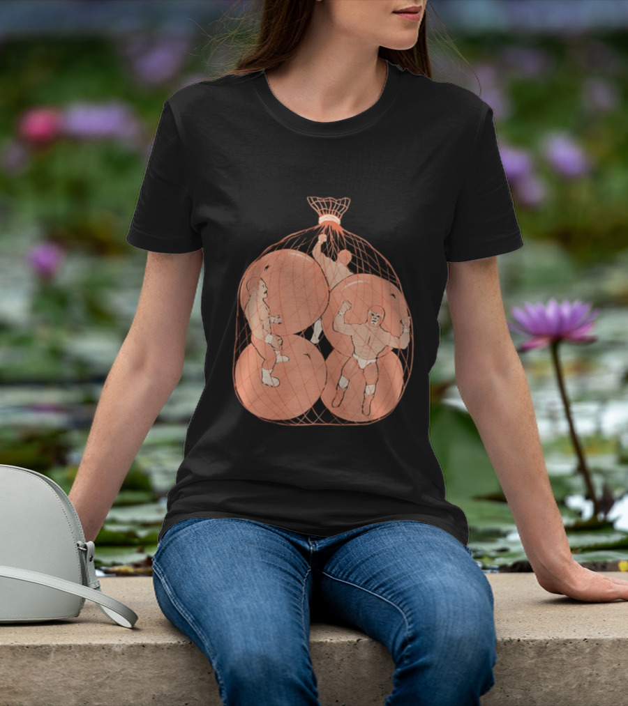 Wrestlers In Orange Produce Bag Mesh T-Shirt