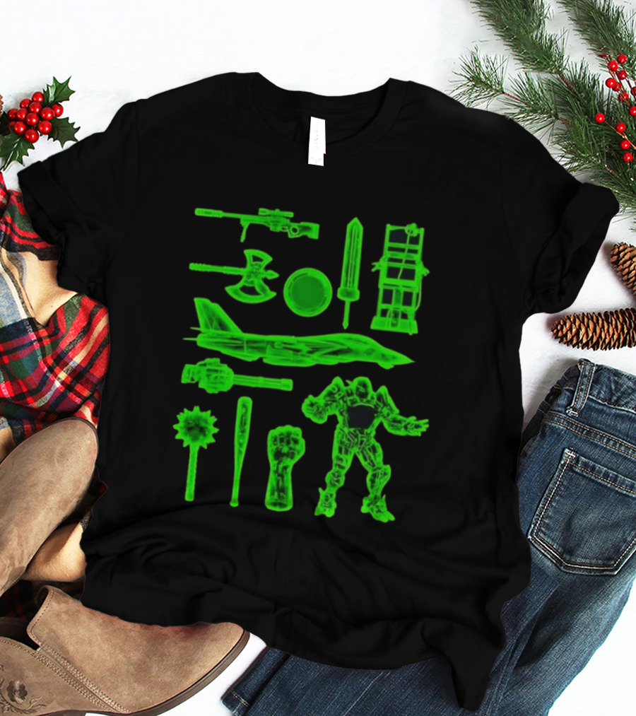 Ring Weapons Axe Sword Jet Robot Icon Collection T-Shirt