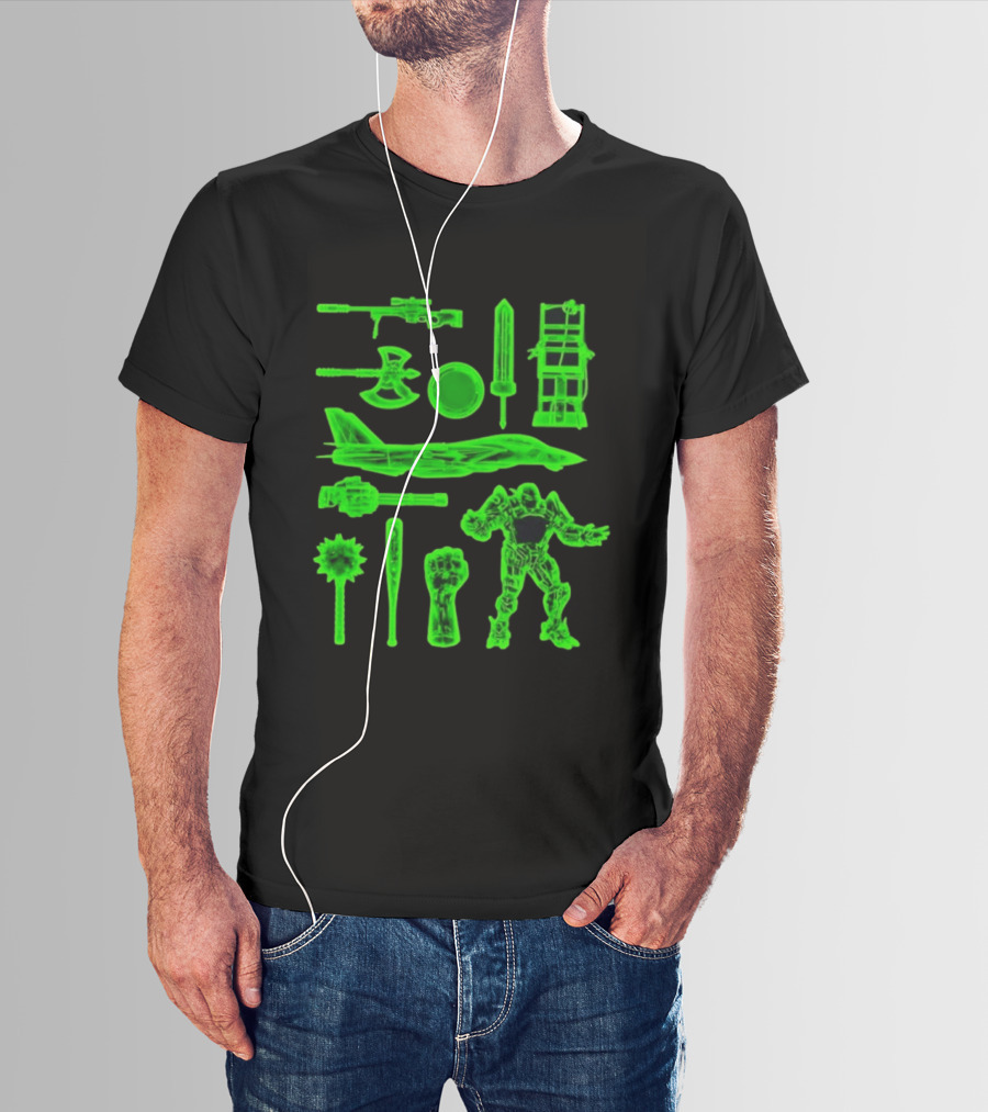 Ring Weapons Axe Sword Jet Robot Icon Collection T-Shirt