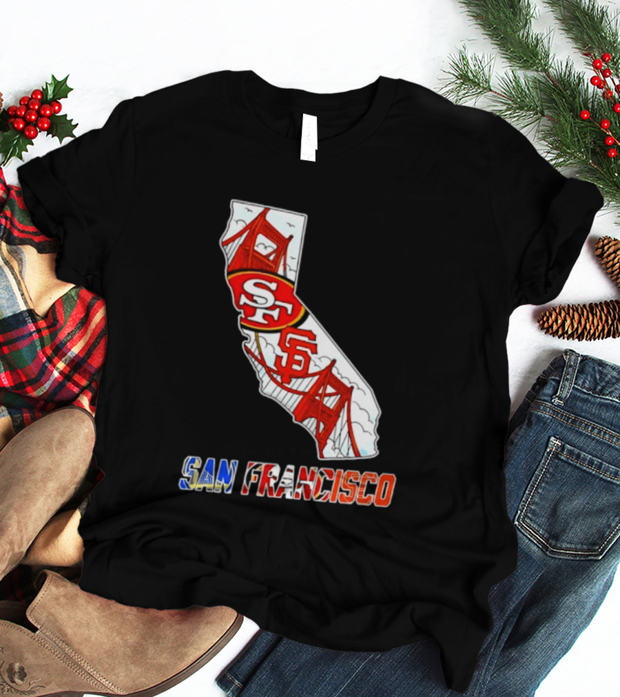 San Francisco 49ers Giants California Map T-Shirt