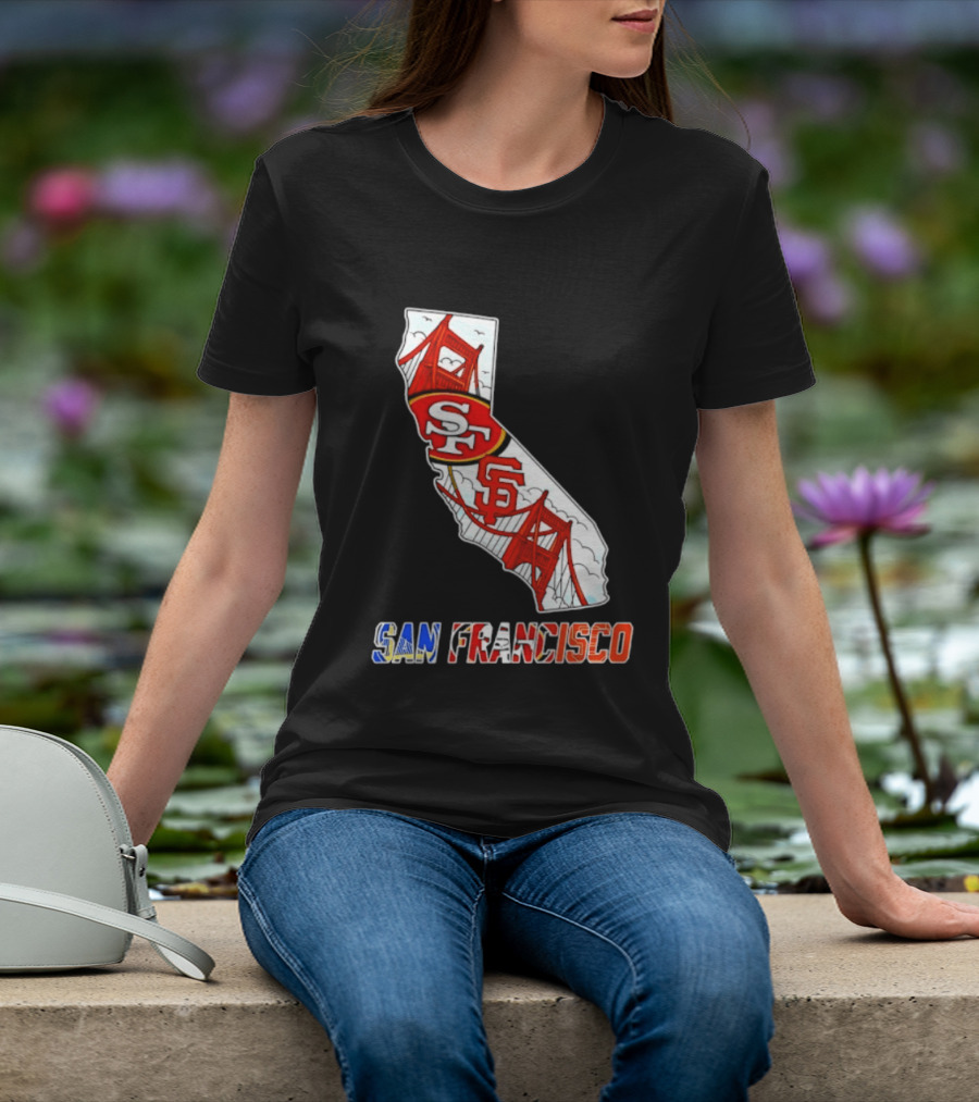 San Francisco 49ers Giants California Map T-Shirt