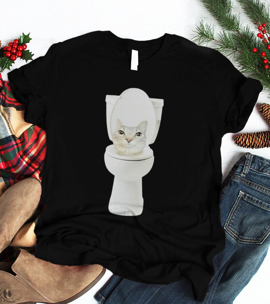 Skibidi Cat Toilet Humor Meme Fusion T-Shirt