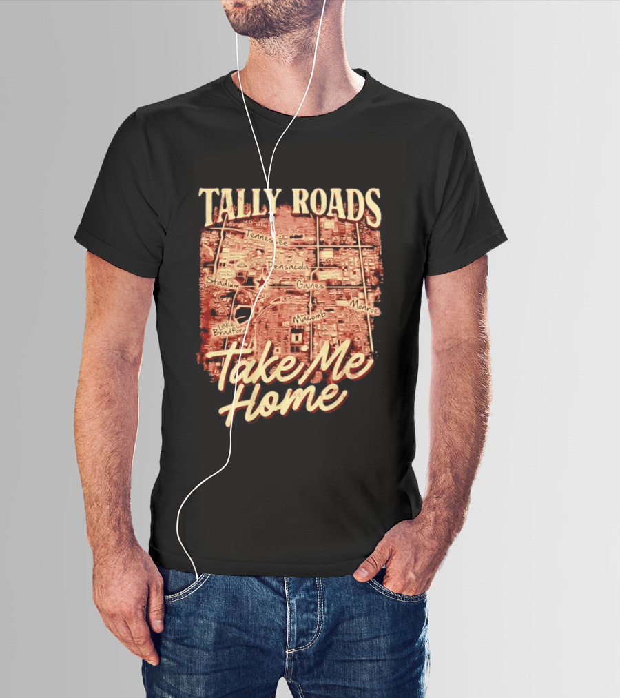 Tally Roads Map Take Me Home Tennessee Pensacola Stadium Monroe T-Shirt