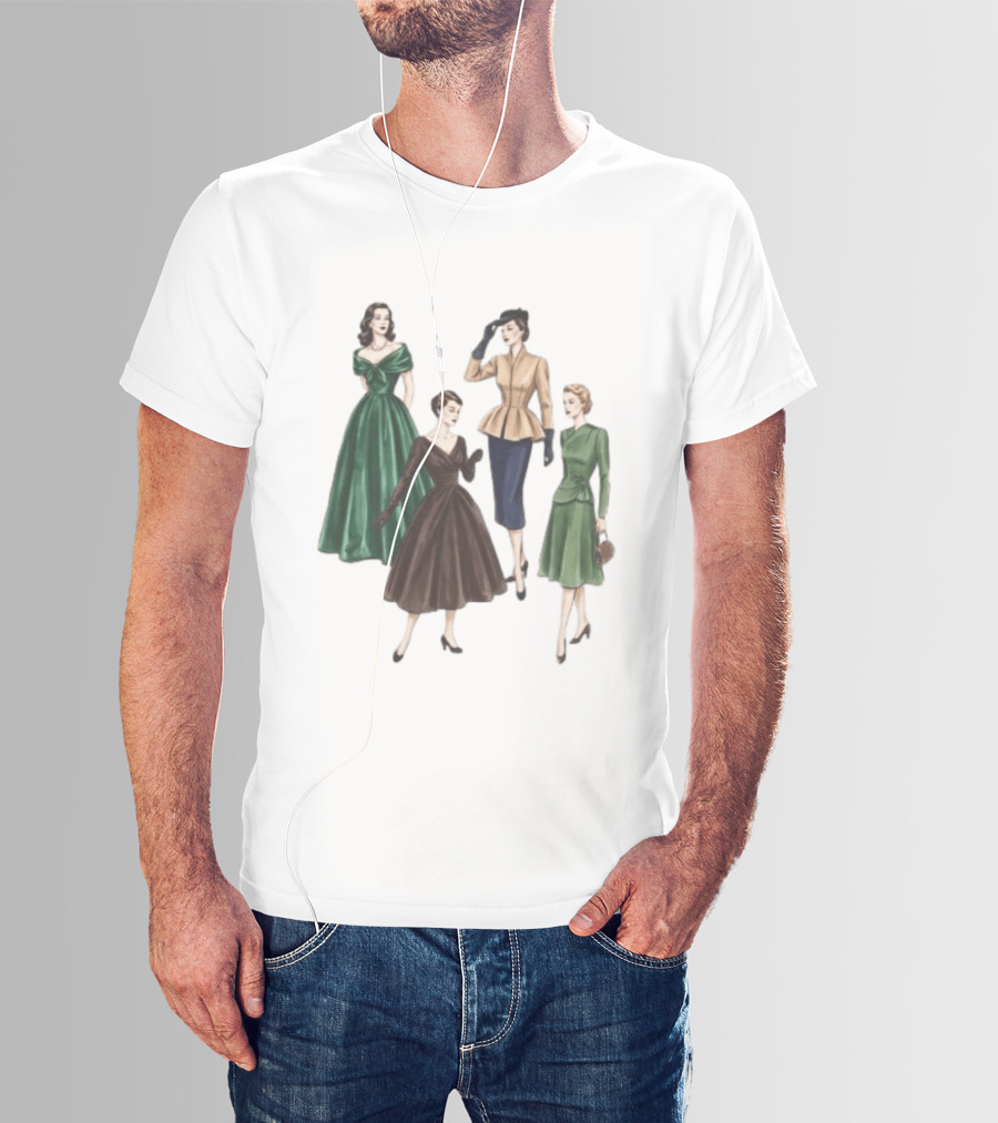 1950s Vintage Fashion Elegant Ladies Dresses T-Shirt
