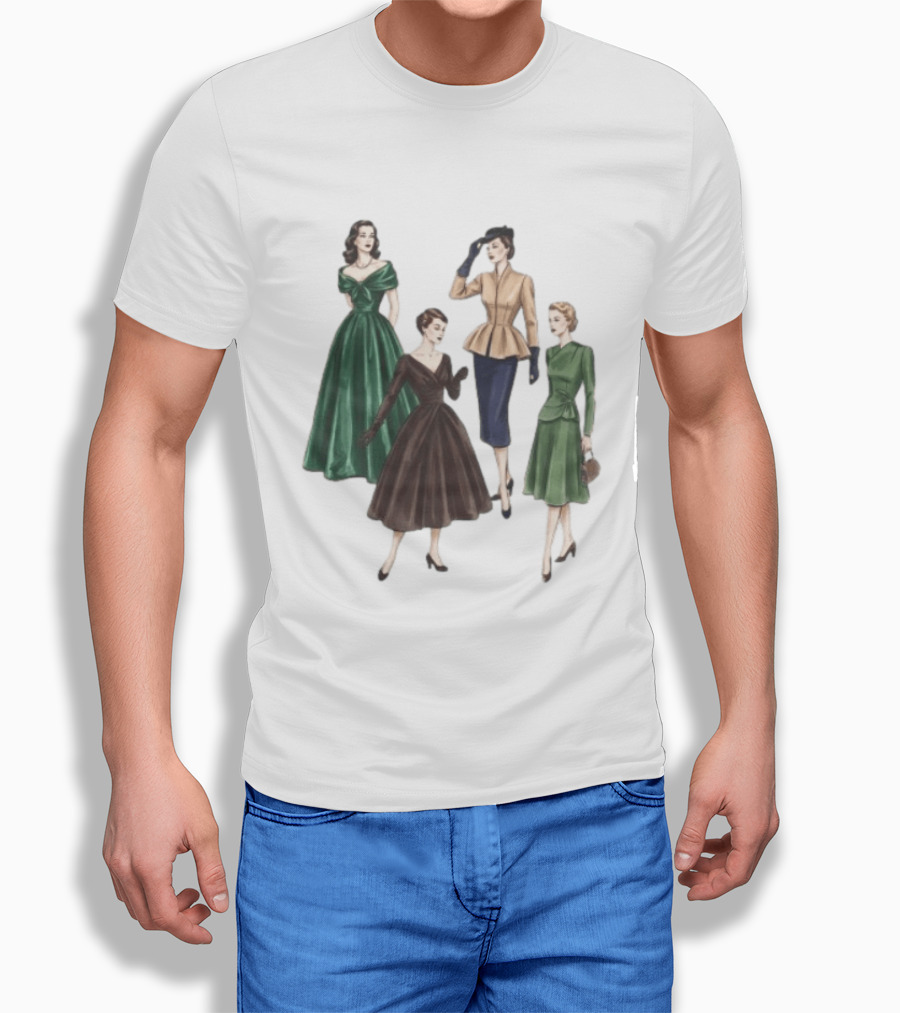 1950s Vintage Fashion Elegant Ladies Dresses T-Shirt