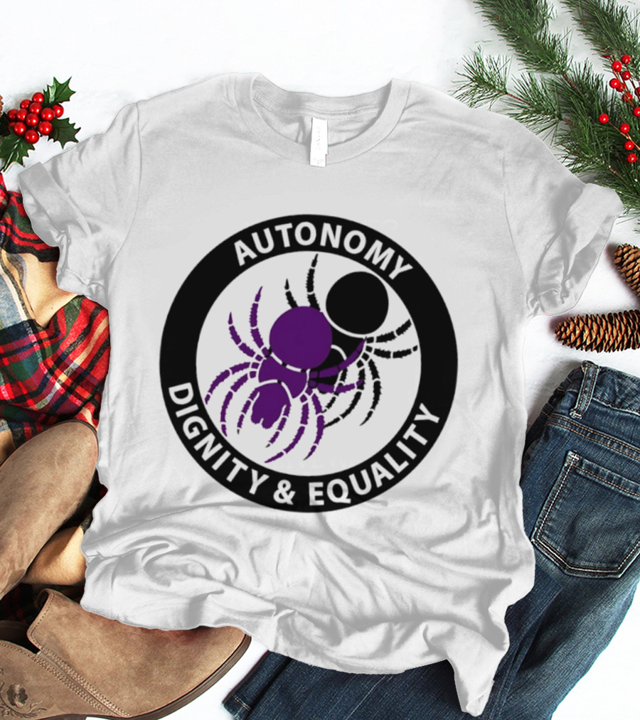 Autonomy Dignity Equality Purple Spider Emblem Social Justice T-Shirt