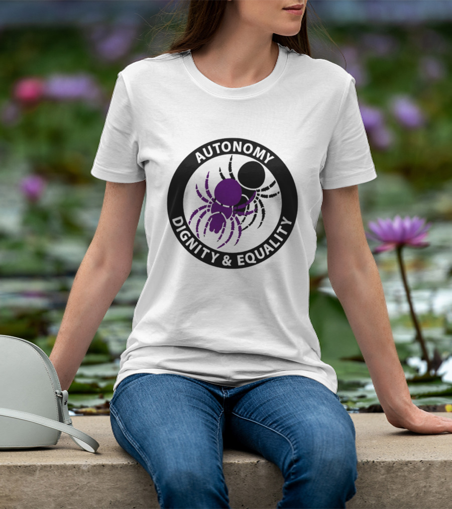 Autonomy Dignity Equality Purple Spider Emblem Social Justice T-Shirt