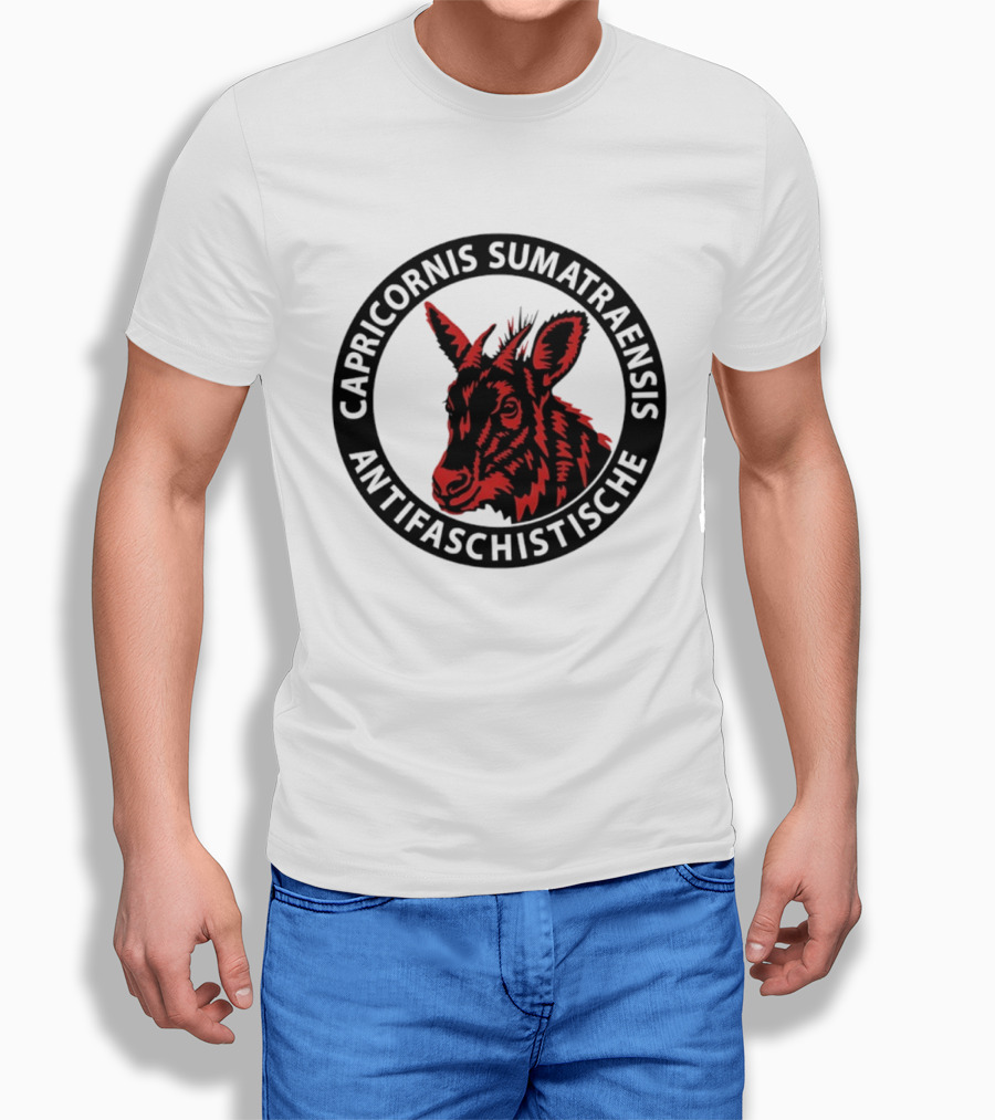 Capricornis Sumatraensis Antifaschistische Red Goat T-Shirt