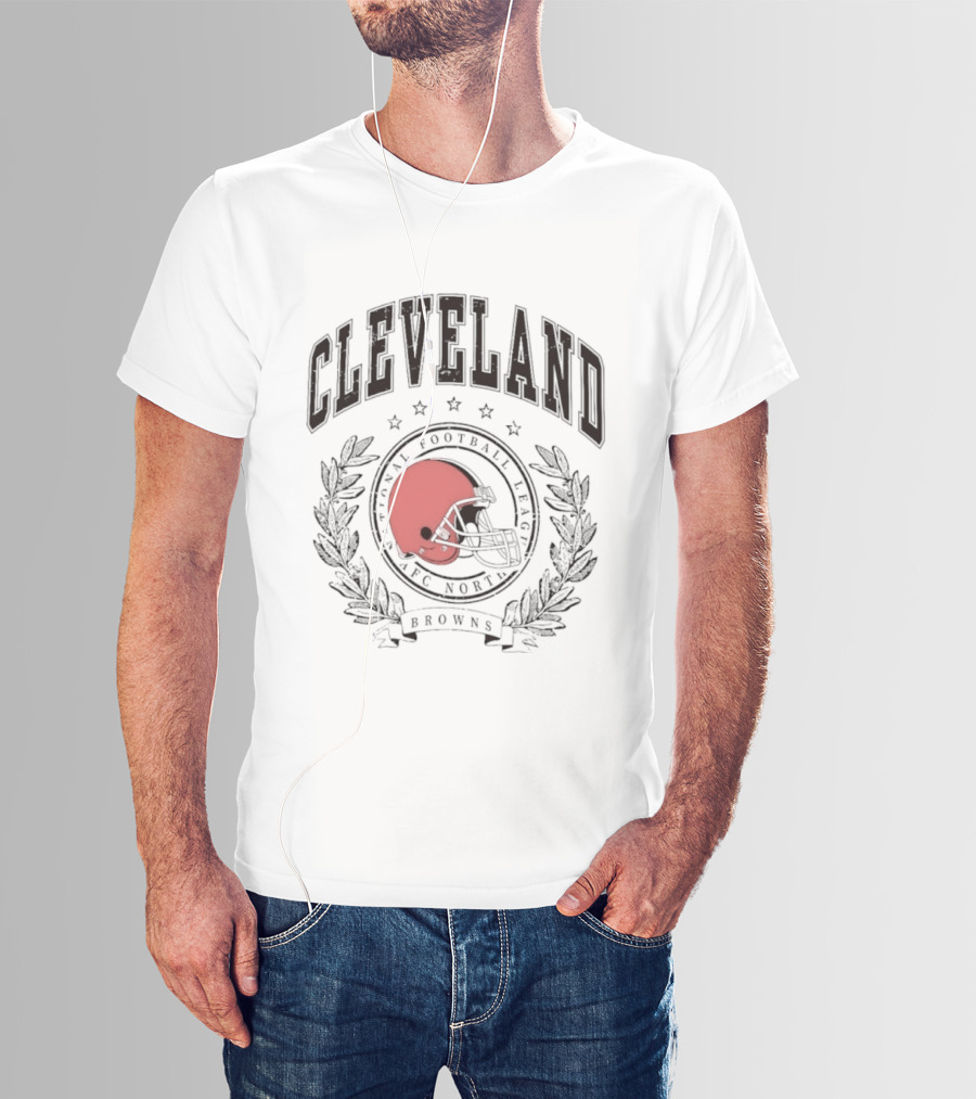 Cleveland Browns NFL AFC North Football Team Helmet Crest T-Shirt