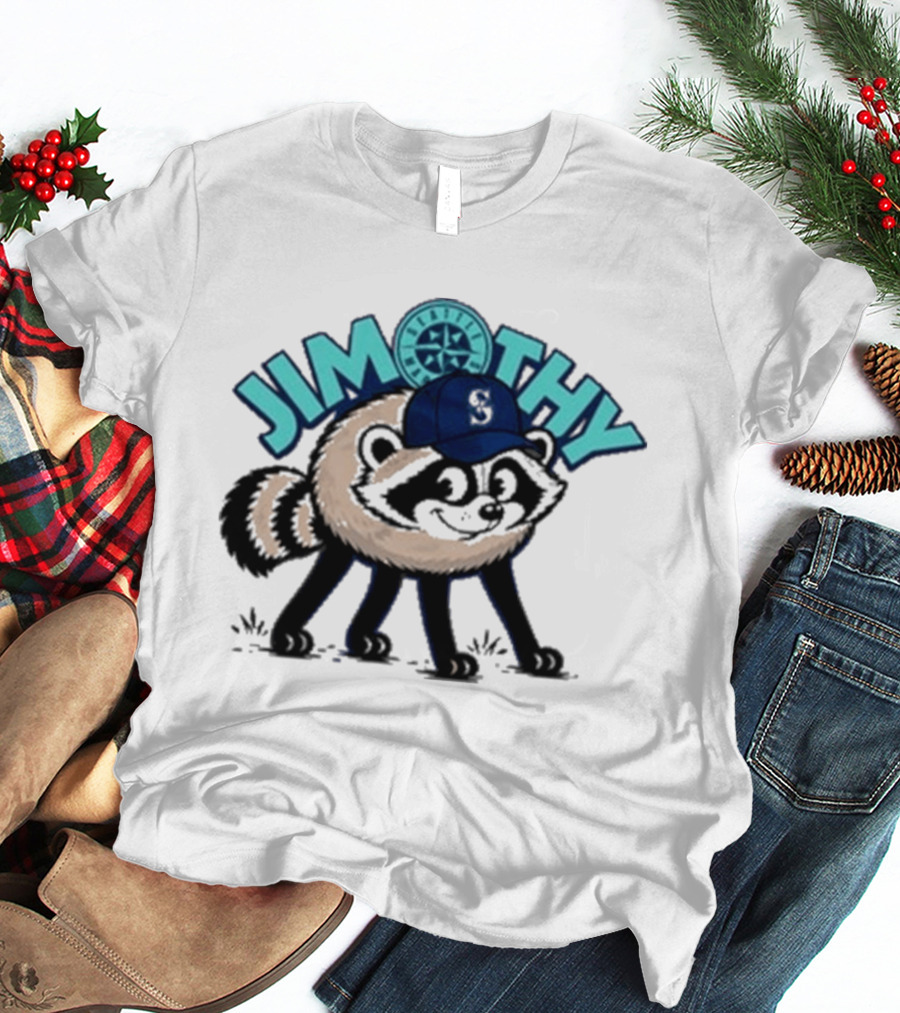 Jimothy Raccoon Seattle Night Cap With Star Compass T-Shirt