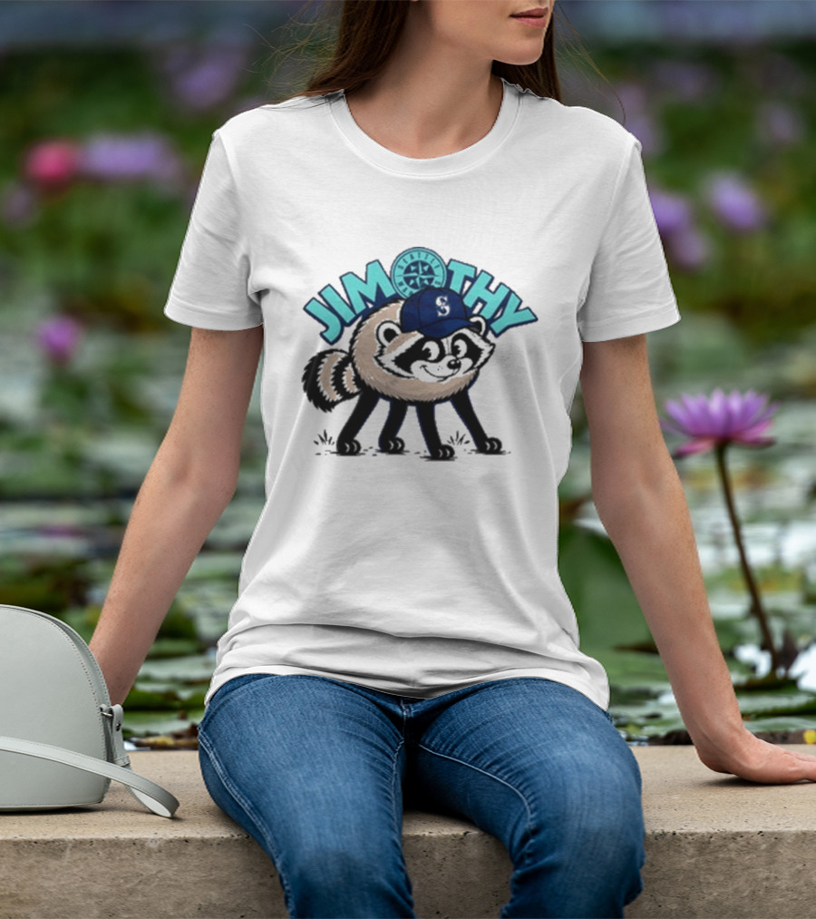 Jimothy Raccoon Seattle Night Cap With Star Compass T-Shirt