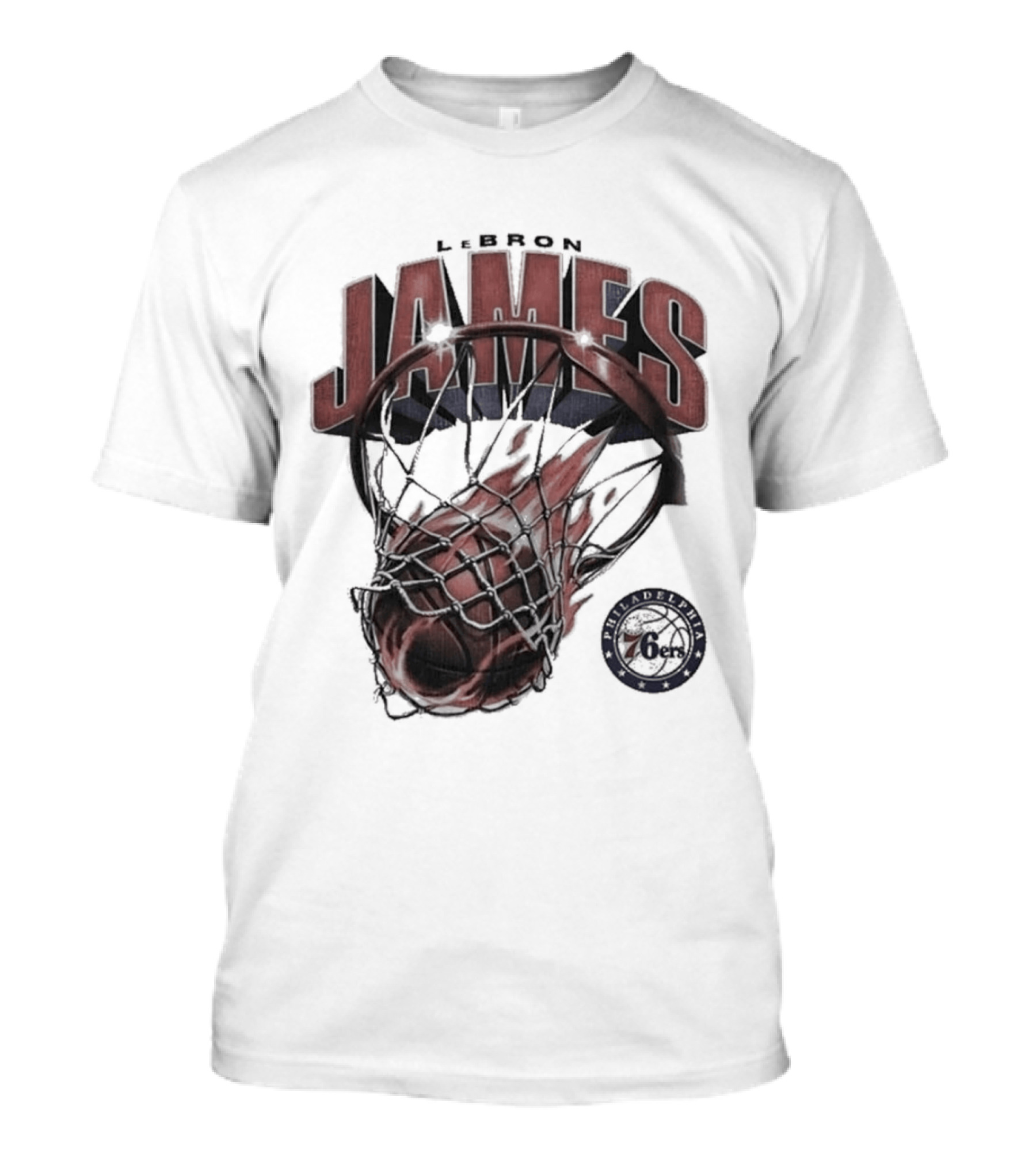 LeBron James 76ers Basketball Iconic Slam Dunk 76ers T-Shirt