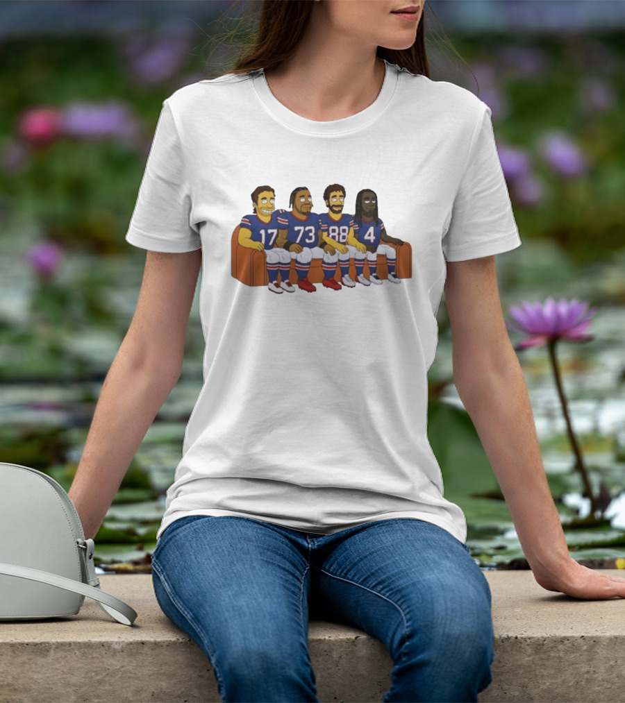 Williams Buffalo Bills Simpsons Styled Characters NFL Jersey Numbers 17 73 88 4 T-Shirt