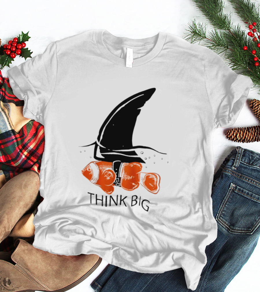 Think Big Goldfish Wearing Shark Fin T-Shirt