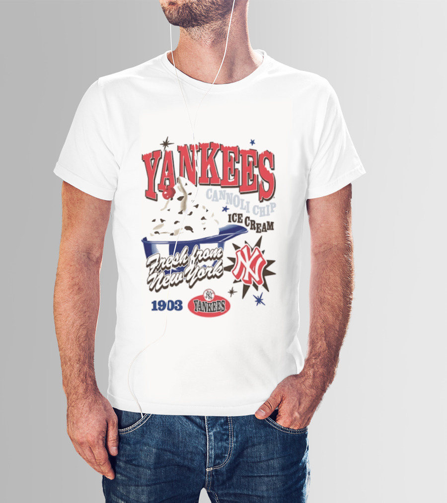Yankees Cannoli Chip Ice Cream Fresh From New York Since 1903 T-Shirt