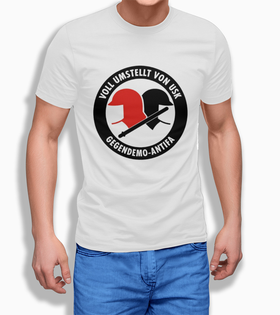 Voll Umstellt Von USK Gegendemo Antifa Helmet T-Shirt