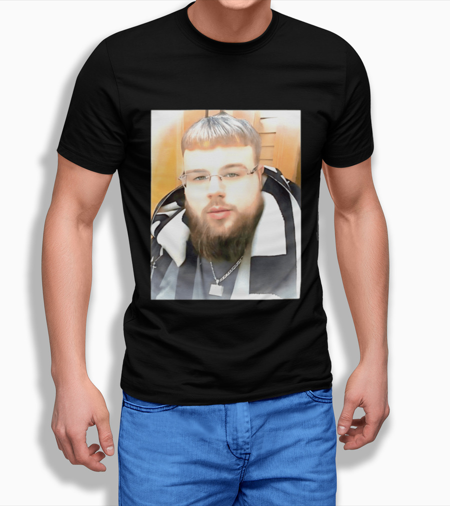 Joeyy Miracle Face Person Wearing Glasses And Chain With Striped Scarf T-Shirt