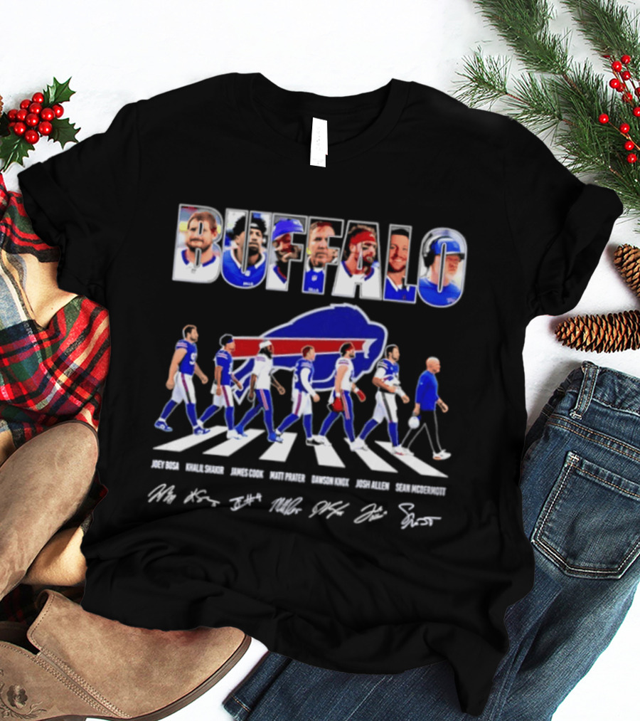 Buffalo Bills Players Abbey Road Sean McDermott Signatures NFL Team T-Shirt